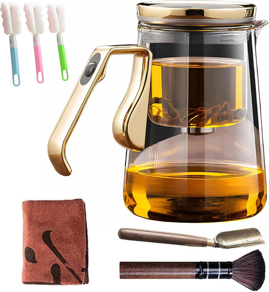 YJX Magnetic Glass Teapot, 25.4oz Small Enchanted Brewing Tea Pot, Witchcraft Magic Borosilicate Tea Set with Strainer for