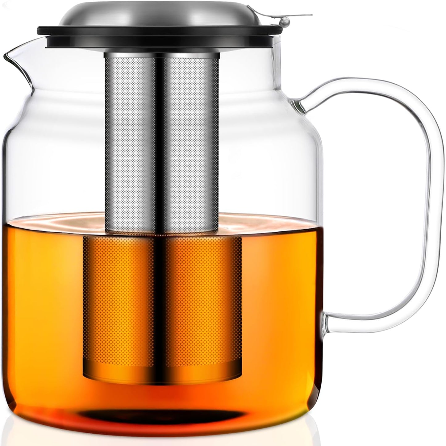 Aquach 68oz Glass Teapot with Stainless Steel Removable Infuser, Stovetop & Dishwasher Safe, Perfect