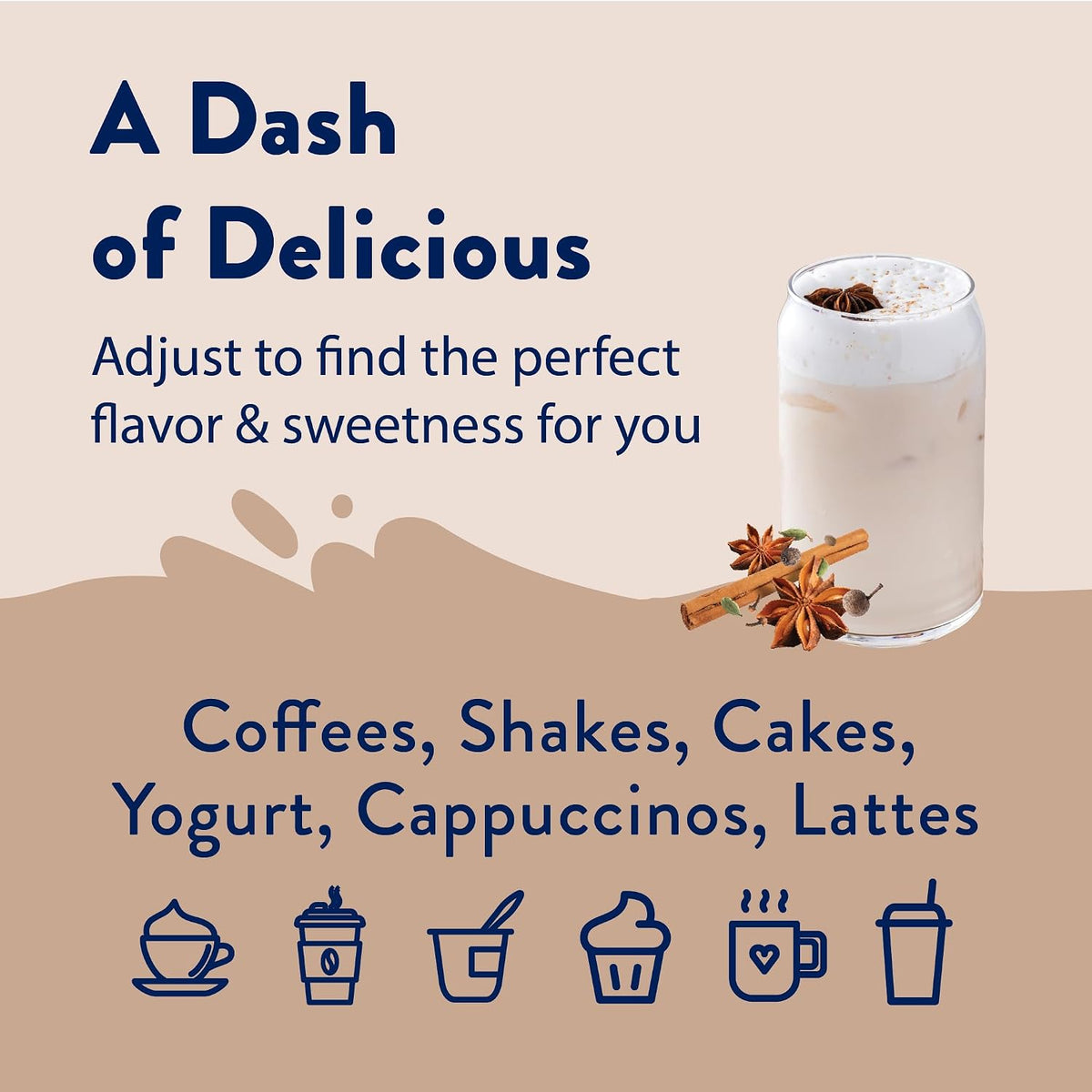 Jordan's Skinny Chai Coffee Flavoring Syrup, 25.4 fl oz | 0g sugar, 0 calories, 0g carbs, Keto-friendly and kosher, 25 servings per bottle, Mixes into lattes, shakes, and cocktails