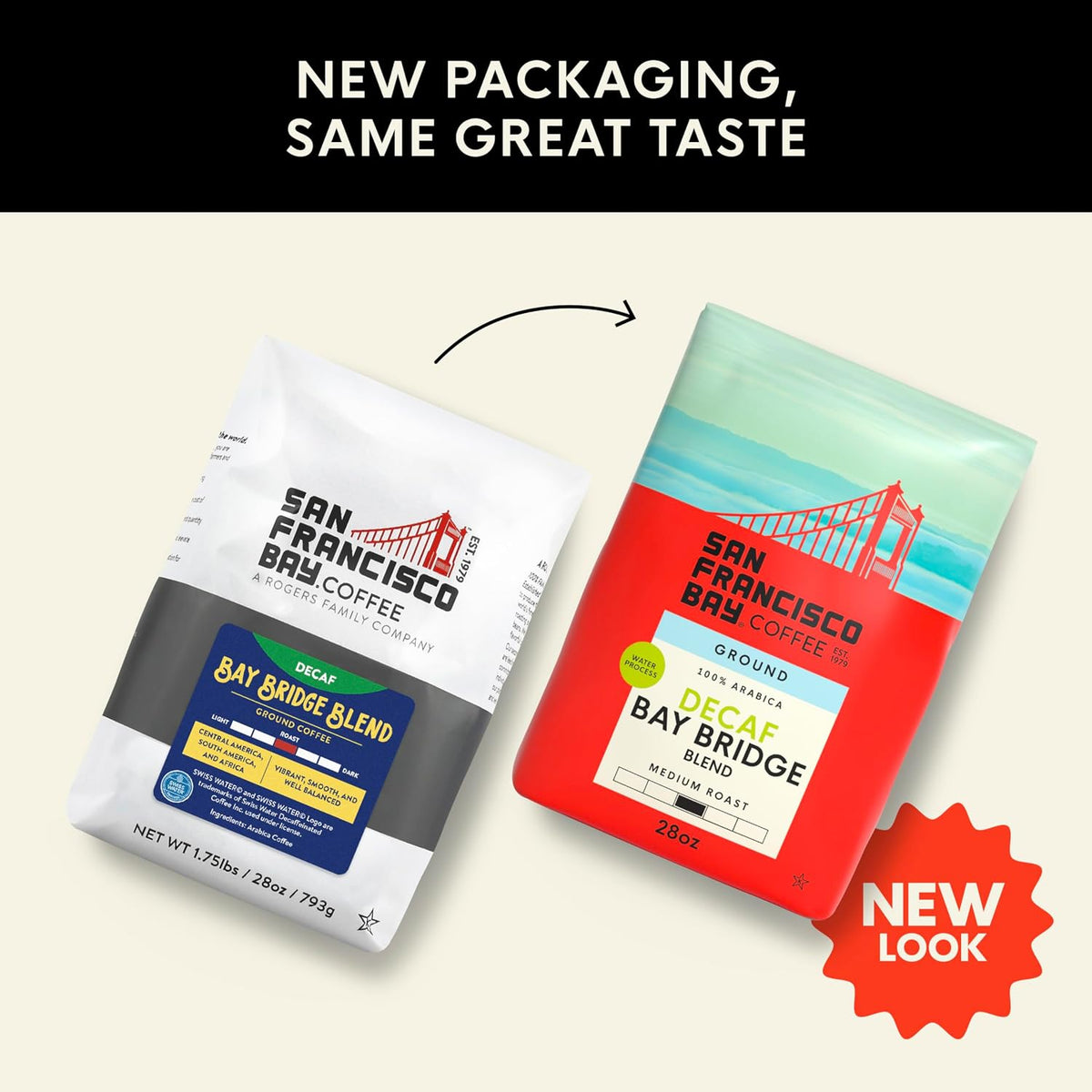 San Francisco Bay Coffee DECAF Bay Bridge Blend Ground Coffee