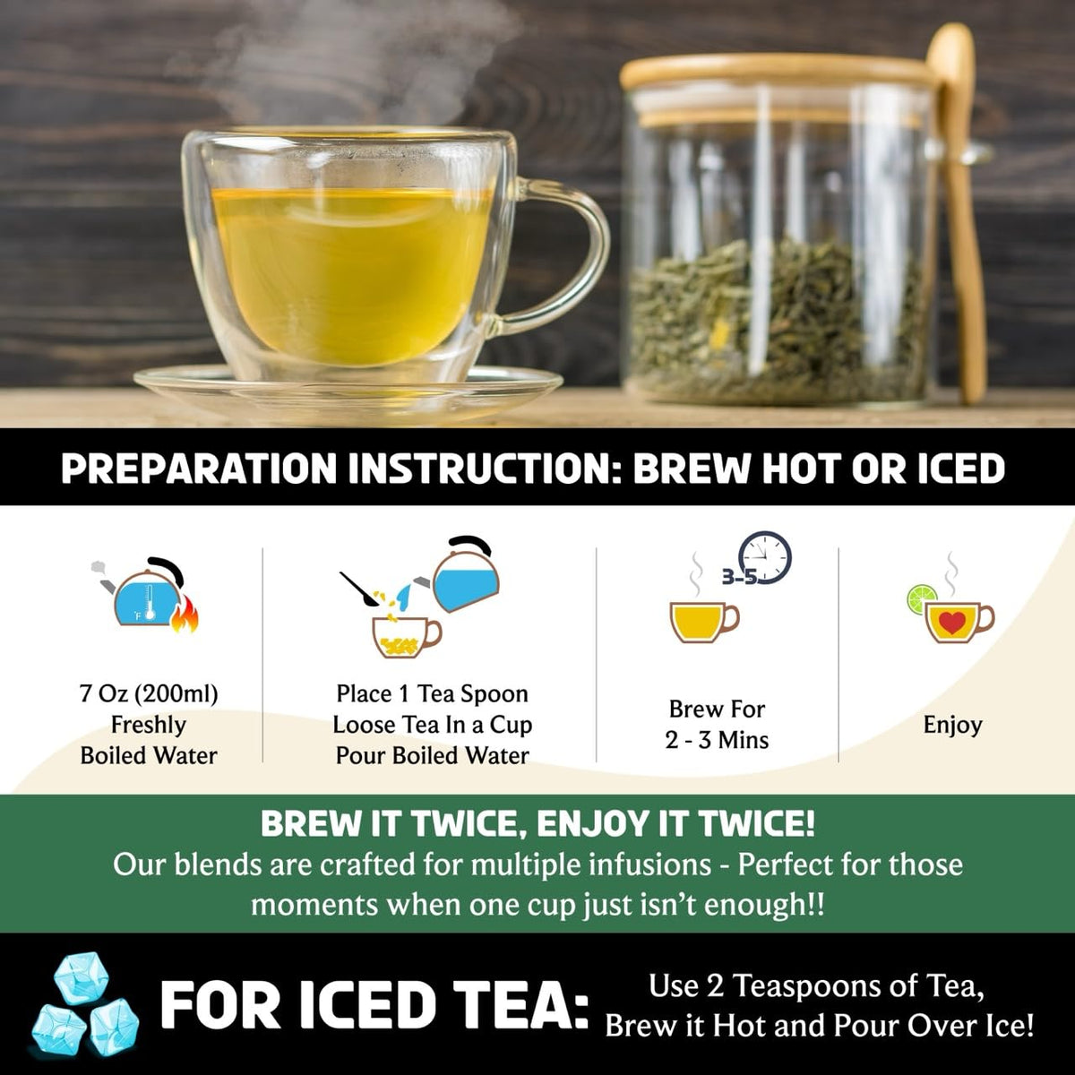 BREWIX Darjeeling Green Tea Loose Leaf (50+ Cups, 3.53oz, 100g) | Pure Single Origin Himalayan Green Tea from India | High Elevation Grown, Smooth and Mellow | Hot or Iced | Gluten Free and Vegan