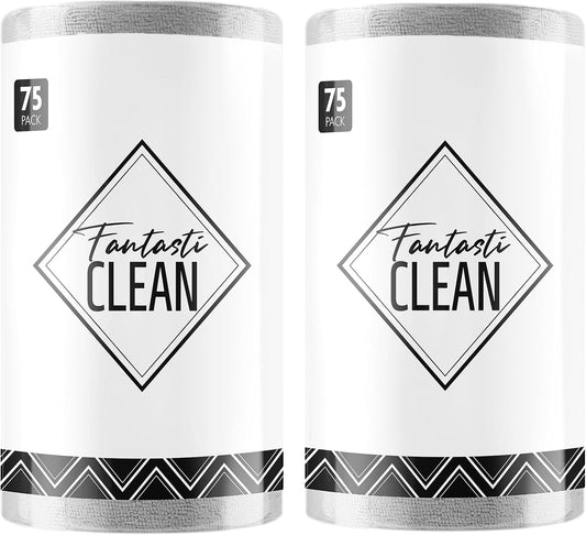 Fantasticlean Microfiber Cleaning Cloth Roll -150 Pack, Tear Away Microfiber Towels, 12" x 12", Reusable, Washable, Ultra