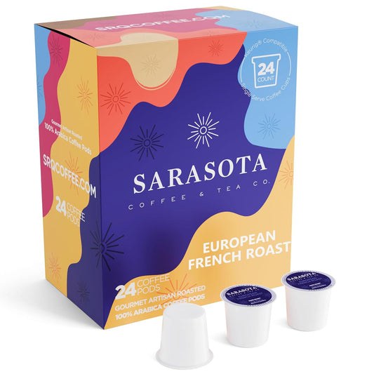Sarasota K-Cup Coffee Pods | Dark Roast Coffee | European French Roast Cubano | Single Serve for Keurig Brewers | Gourmet,