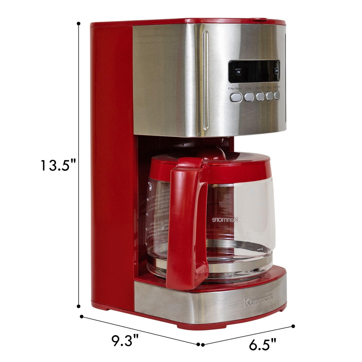 Koolatron Kenmore 12-Cup Coffee Maker, Glass Carafe, Cafetera Programable, Red