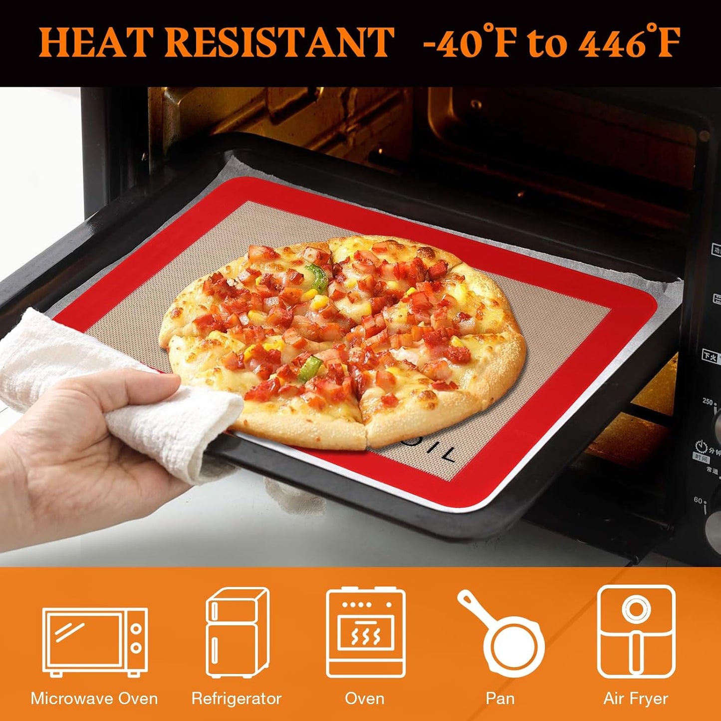 Silicone Baking Mats Set of 3, Non-Stick Reusable BPA-Free Oven Liners | Non Slip Silicone Baking Sheet for Cookies, Macarons, Bread and Pastry, Dishwasher Safe, 11.6'' x 8.5''(Quarter)