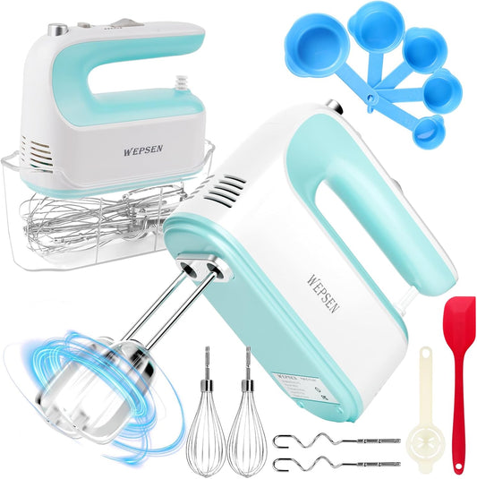 Hand Mixer Electric Handheld, 5-Speed Handheld Mixer, 380W Electric Mixer with Stainless Steel Whisk Beater Attachments,
