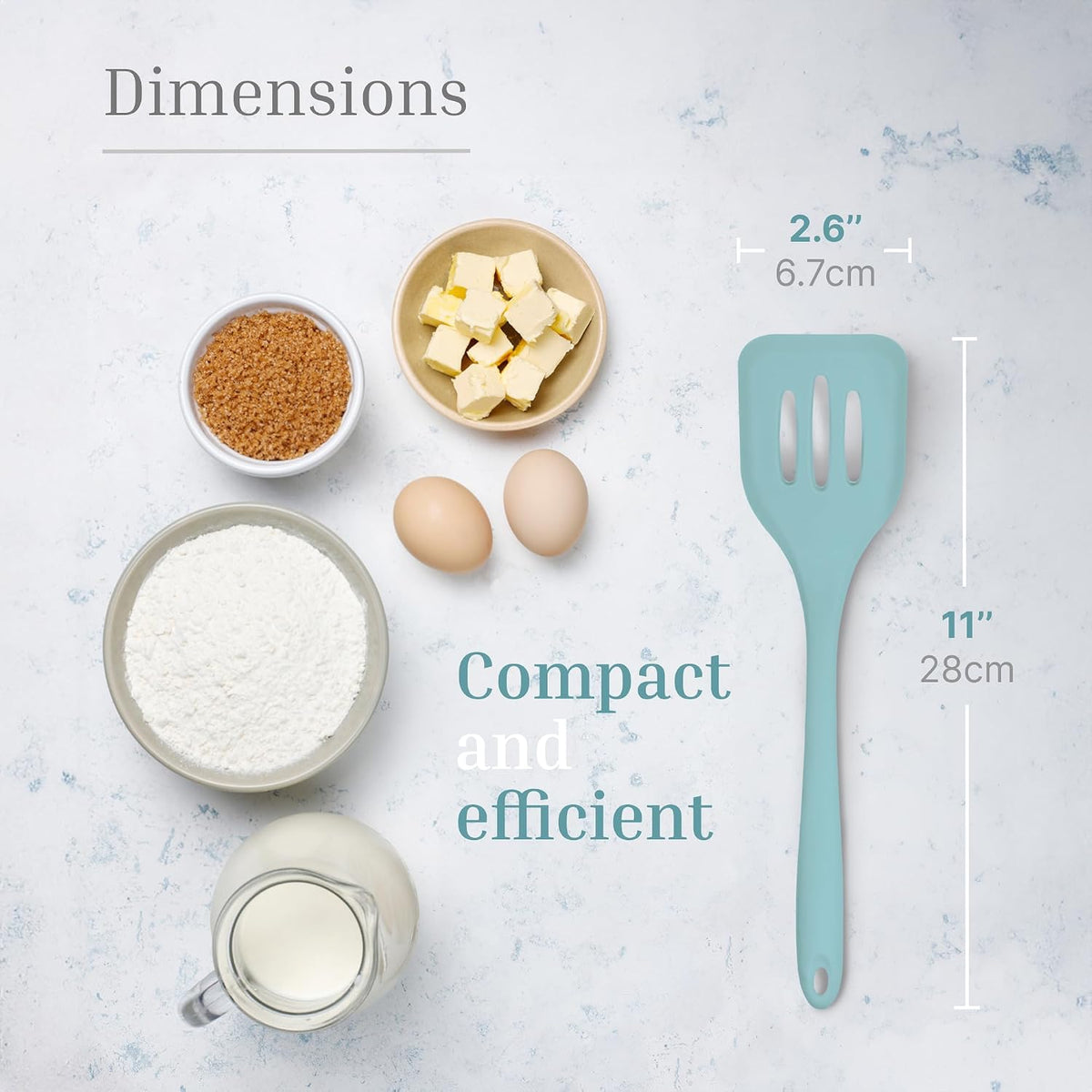 JS Gourmet Heat Resistant Silicone Slotted Turner Set, Pastel Blue - 2 Pack