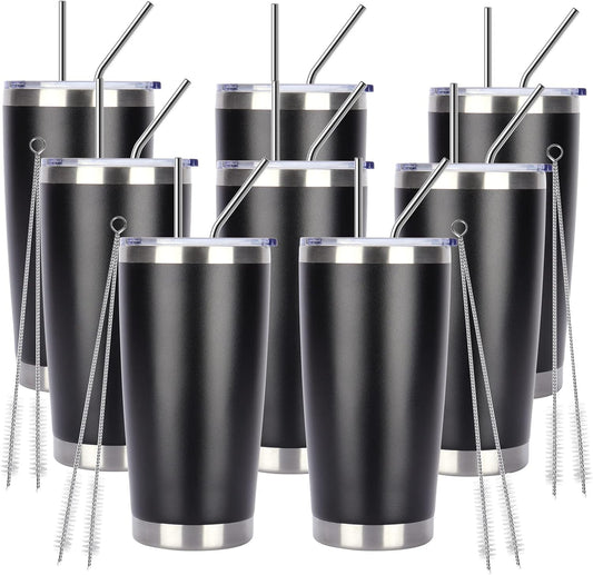 Pandance 20oz Stainless Steel Insulated Tumblers with Lid and Straw Bulk, Double Wall Vacuum Water Cups for Hot & Iced