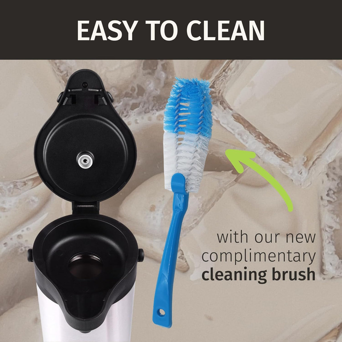 Coffee Carafe Airpot &amp; Cleaning Brush 102oz/3L Airpot 12 Hours Hot | Water Dispenser 36 Hours Cold Drink Dispenser with Pump - Easy Dispensing Coffee Carafes for Keeping Hot Extra Large -Cresimo