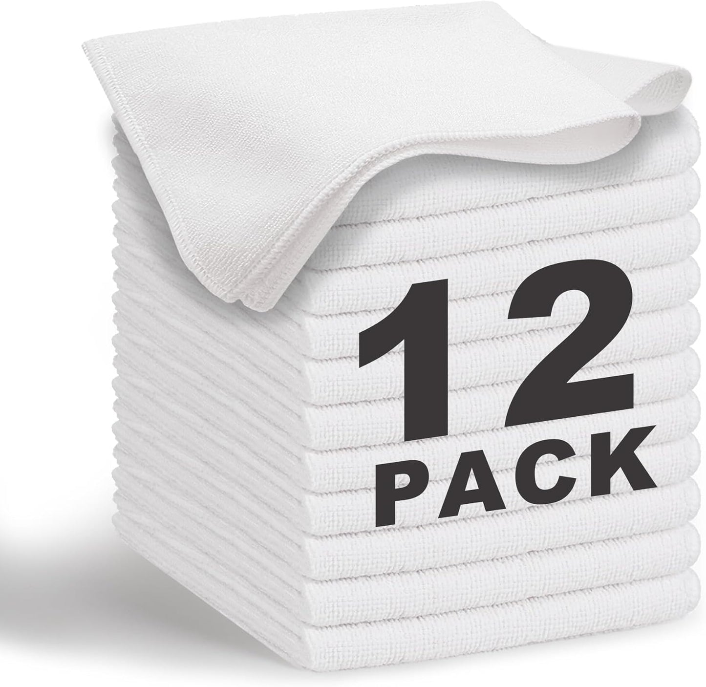White Microfiber Cleaning Cloth 13"x13", Ultra Soft Absorbent Microfiber Cleaning Rags for Housekeep