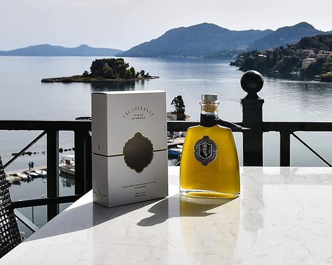 The Governor Premium Extra Virgin Olive Oil - Unfiltered, Cold-Pressed, Single Origin Lianolia - Peppery, Robust, Floral, Fruity Notes - Rich in Natural Polyphenols (1182 mg/kg), Oleocanthal, Antioxidants, Case of 12