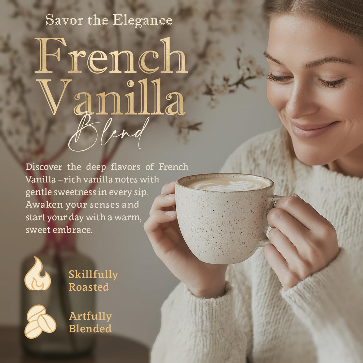 Organic Whole Bean Coffee Medium Roast (16oz) - French Vanilla Flavored | 100% Arabica, Single Origin and Low Acid - USDA Organic and Fair Trade Certified - Naturally Flavored Without Additives