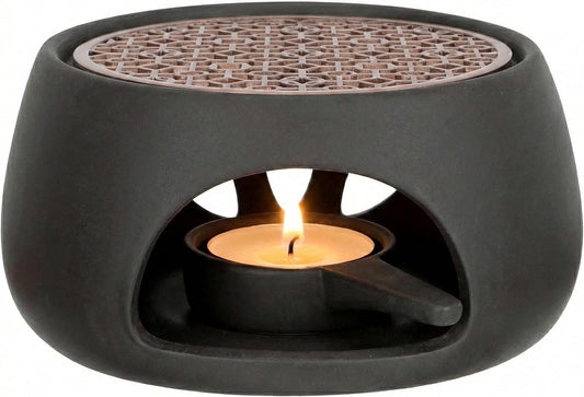 1 Set Teapot Warmer, 4.72 Inch Ceramic Tea Heater, Japanese Style Coffee Milk Heating Stove Home Office Restaurant