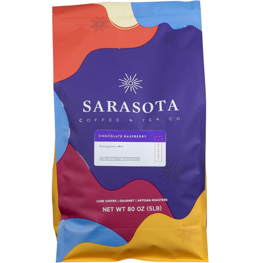 Sarasota Coffee Ground Chocolate Raspberry | Medium Roast Gourmet Flavored Coffee Grounds | Low Acid, Mold Free, Specialty