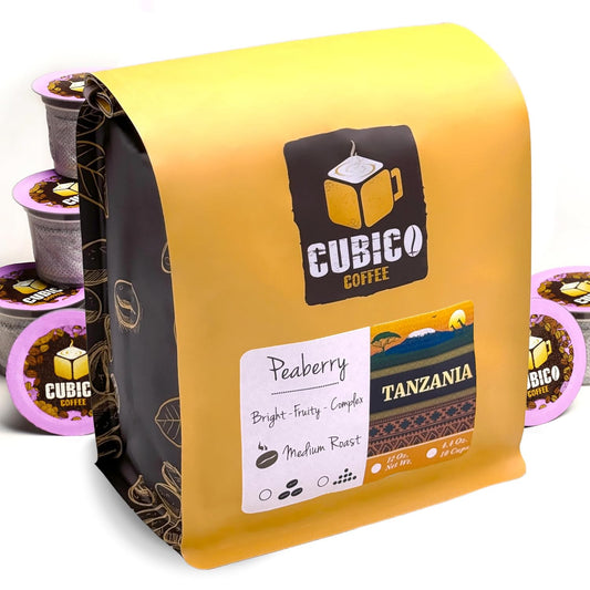 Tanzanian Peaberry Coffee, Single Serve Coffee Pods, Premium Tanzania Peaberry Single Origin Fresh Roasted Coffee | K-Cup