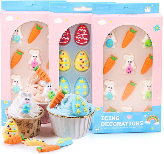 Edible Easter Cake Decorations for Cake Decorating, Carrot Cake Decorations, Bunny Cupcake Toppers for Easter Theme Cake,