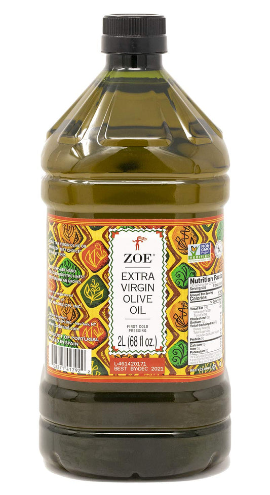 ZOE Extra Virgin Olive Oil 2L (68 fl oz), Freshly Harvested, First Cold-Pressed, High Polyphenol, Hand-Selected Olives from Spain, Fruity Flavor