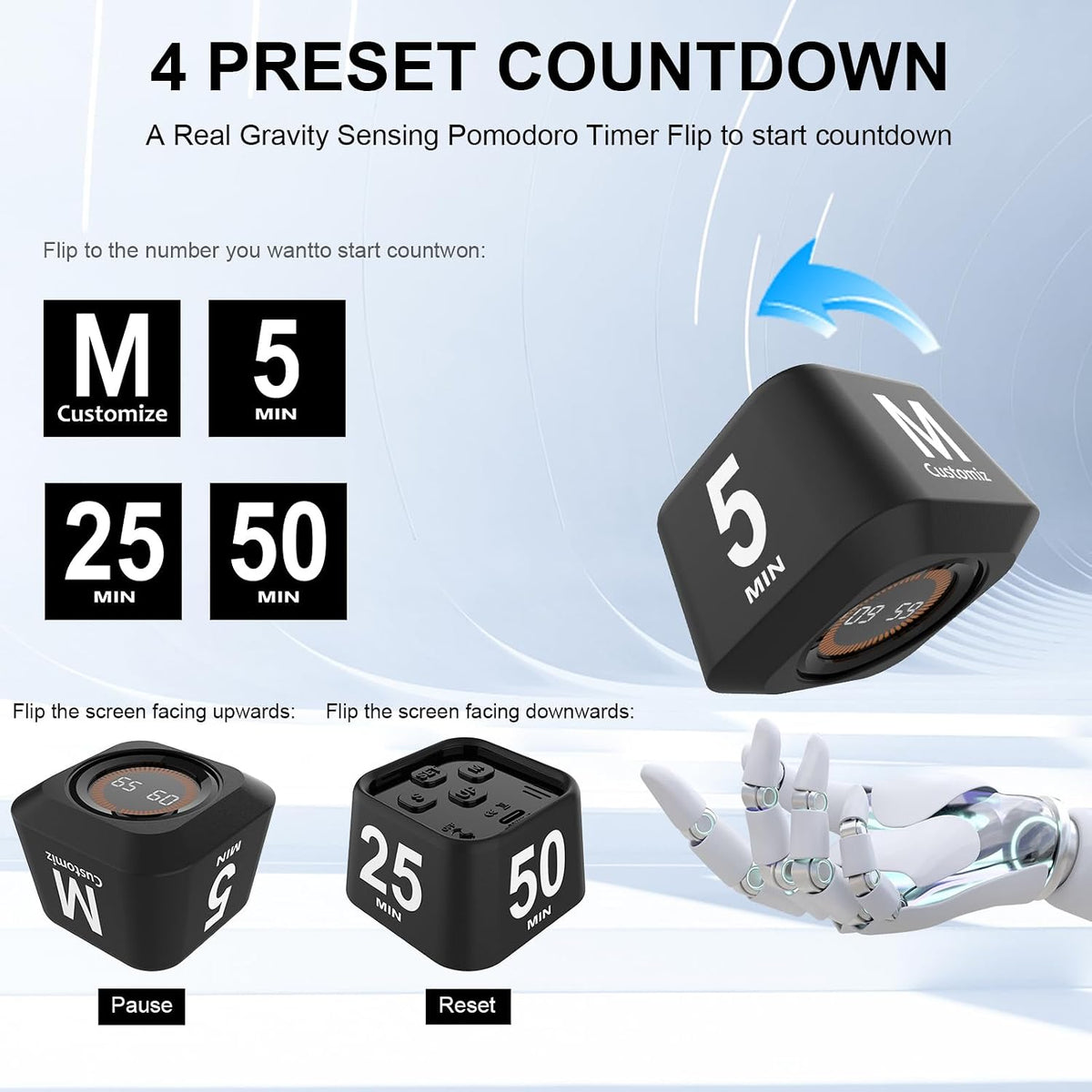 Rotating Cube Visual Countdown Timer 5
