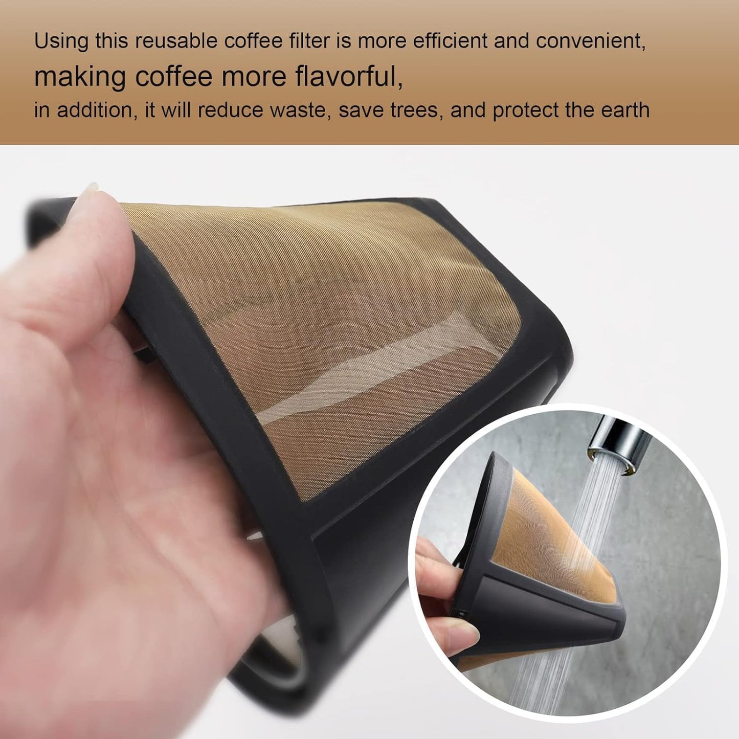 2 Pack Reusable Coffee Filter Replacement Compatible with Cuisinart Coffee Maker, 4 Cone Coffee Filter Basket for Cuisinart DCC-3200 DCC-1200