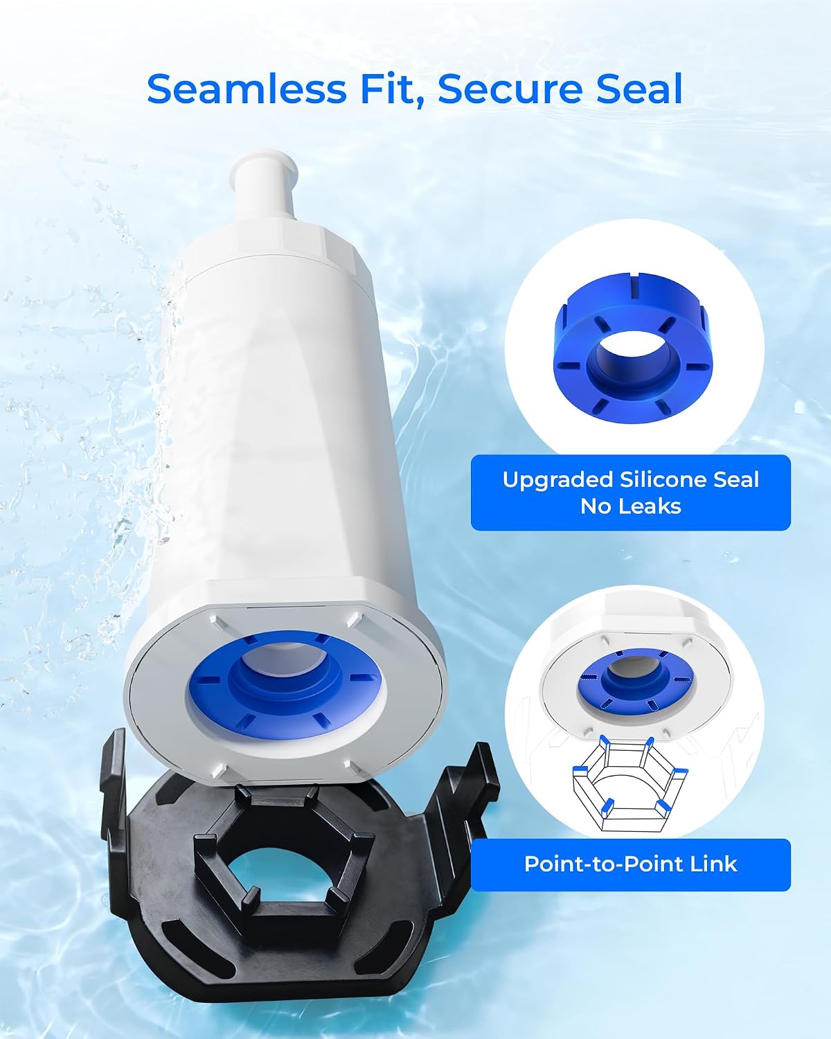 Waterdrop BES008 Filter Replacement for Breville® Water Filter, 4 Pack | Compatible with Breville® Oracle® Jet BES985, Barista Touch Impress BES881, Barista Touch BES880, TÜV SÜD Certified, 4 Pack