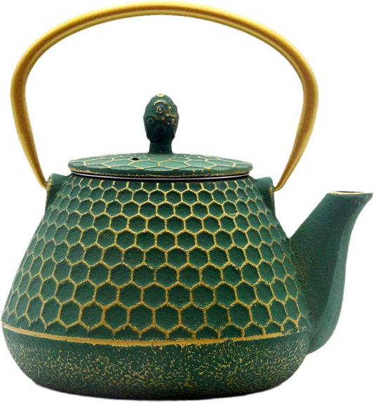 Cast Iron Tea Kettle, Japanese Tetsubin Teapot Coated with Enameled Interior, Durable Cast Iron Teapot with Stainless Steel