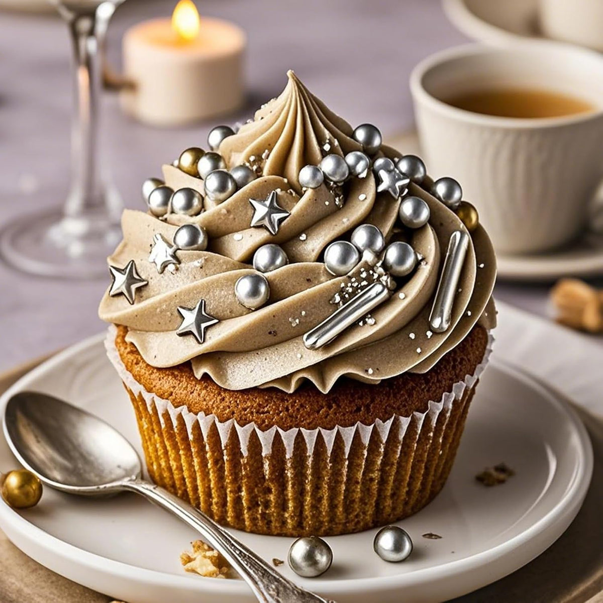 Twisweet Silver Sprinkles 130g, Edible Pearl Sprinkles, Sugar Rods &amp; Stars | Silver cake decorations and star sprinkles for cake toppers, cupcakes, cookies, weddings, birthdays, Christmas &amp; New Year