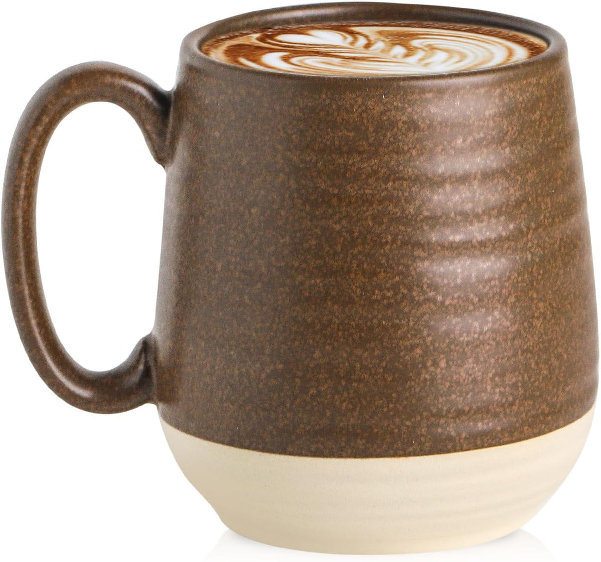 HASENSE Large Ceramic Coffee Mug, 20 Oz Beige Stoneware Cup with Comfortable Handle, Farmhouse Mug for Coffee, Tea &amp; Cocoa, Dishwasher &amp; Microwave Safe, Brown