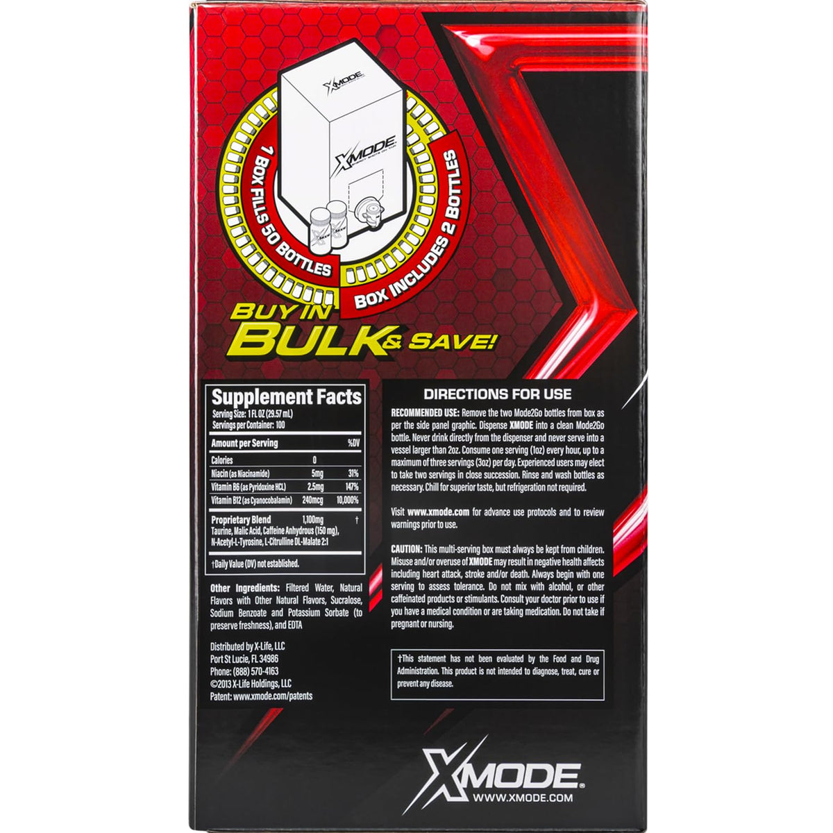 XMODE Extra Strength Energy Shots on Tap – Cherry Bomb Flavor, Sugar Free, 150mg Caffeine per oz, B12, 100 (1oz) Servings, Dispenser with 2 Refillable Bottles