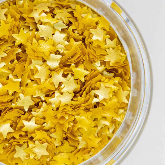Gold Edible Star Shaped Glitter for Cakes - Fancy Edible Stars Cake Decorations in Metallic Gold for Cake Decorating,