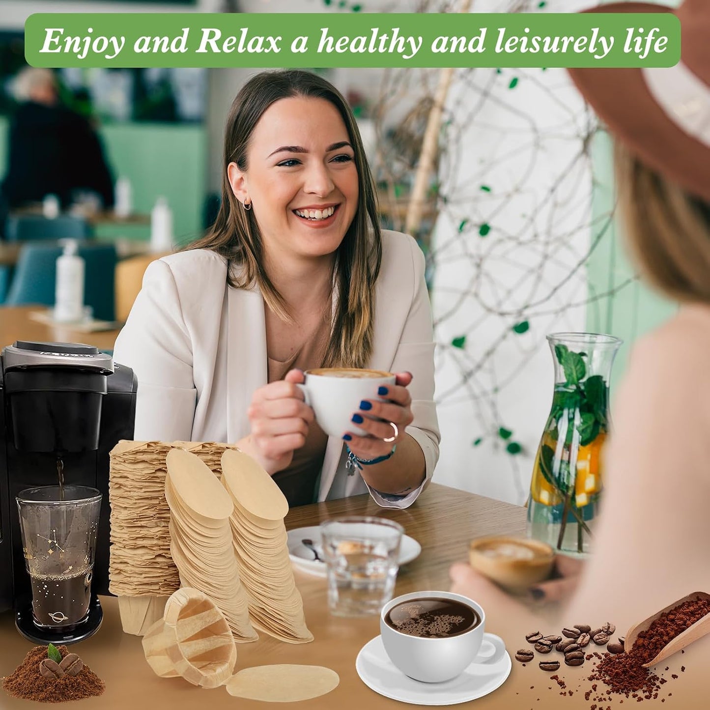 Aussen Disposable Coffee Paper Filters, Fits All Reusable K-Cup Coffee Pods | Replacement Kerig Filter, Works with Keurg Brewers Reusable Single Serve 1.0 &amp; 2.0, Tear Resistant, Natural with Lid, 200 Ct