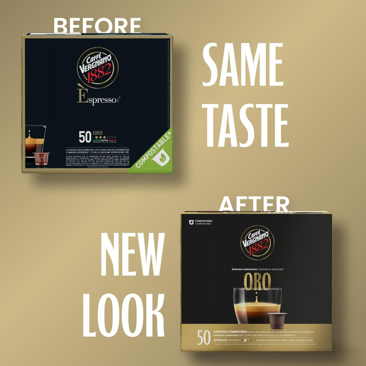 Caffe Vergnano Oro Espresso Pods, Nespresso Original Compatible, 50 Ct