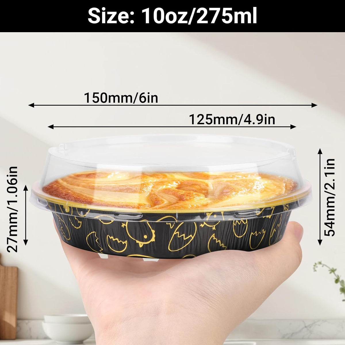 EUSOAR Mini Pie Pans with Lids, 25pcs 6 Inch Small Aluminum Pans Pie Pan Baking Cups, 10oz Muffin Liners Foil Ramekins Cupcakes Liners Bread Pudding Round Holders Cups for Wedding Birthday Party