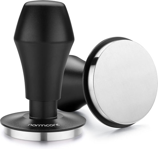 Normcore 58mm Coffee Tamper V4.1 with Click Feedback, Self-Leveling Spring-Loaded Design, 304 Stainless Steel Flat Base for 58mm Espresso Portafilters, Black Anodized Aluminum Handle
