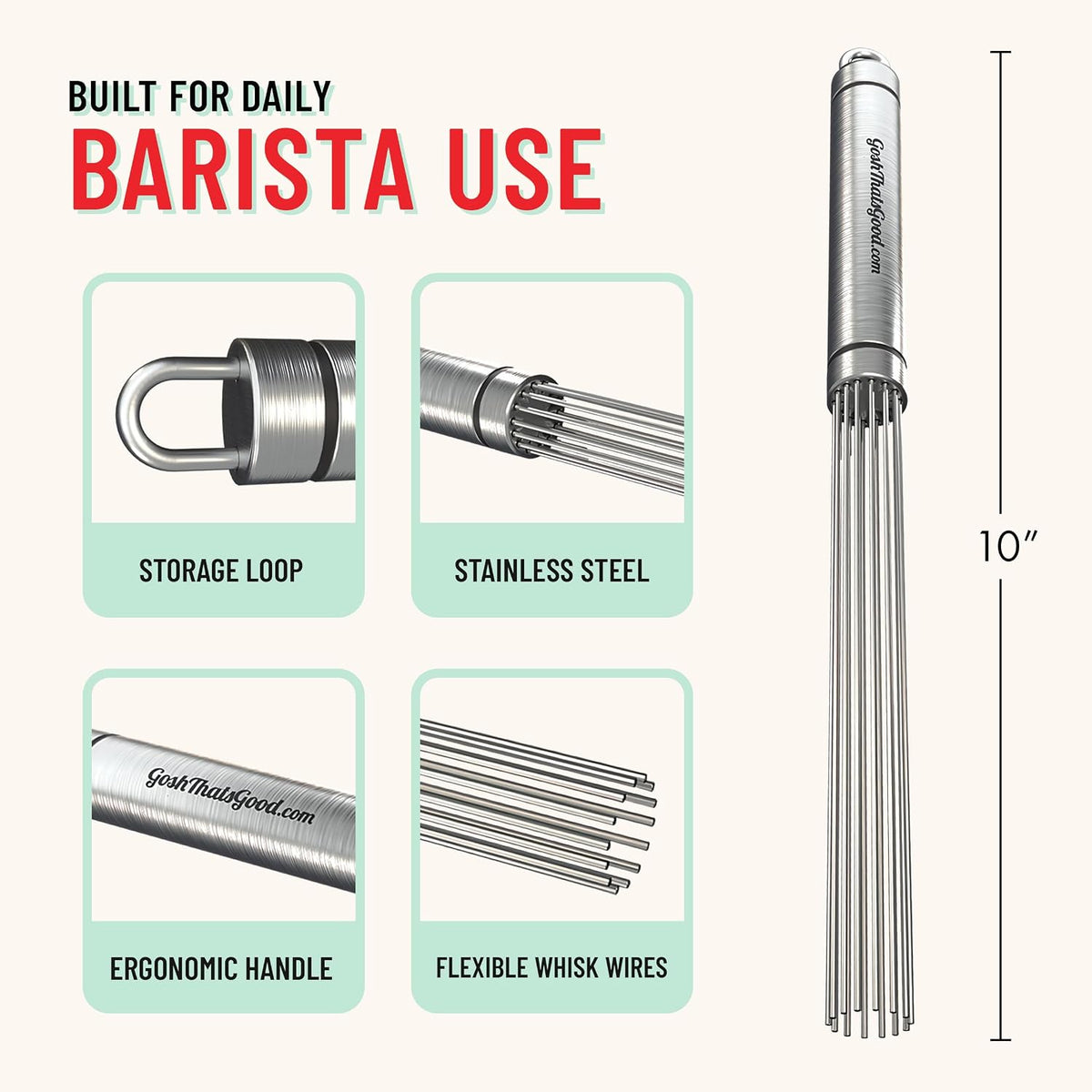 Baristir by Gosh That's Good | Barista Mixing Tool - Coffee, Matcha &amp; Tea