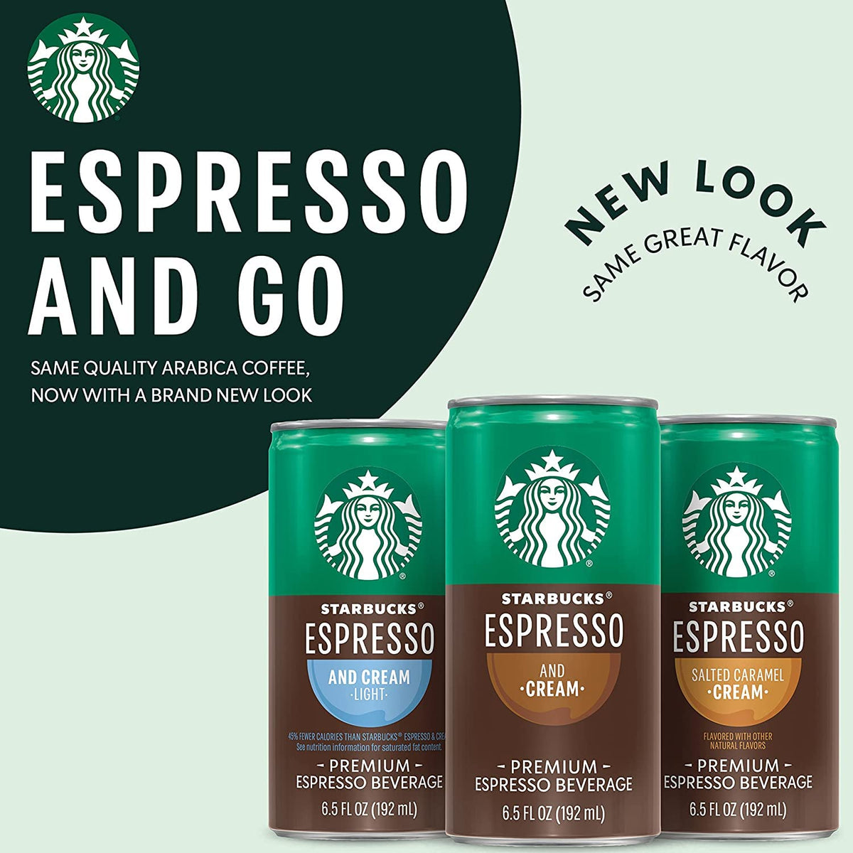 Starbucks Espresso and Cream, Salted Caramel, 6.5 fl oz Cans (12 Pack), Iced Coffee Drink
