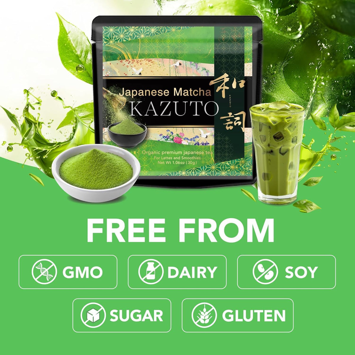 Kazuto Classic Ceremonial Grade Matcha Green Tea Powder - Premium First Harvest Single Origin USDA Organic Gluten-Free Vegan, 100% Pure Unsweetened No Additives from Shizuoka (1.06oz, Classic)