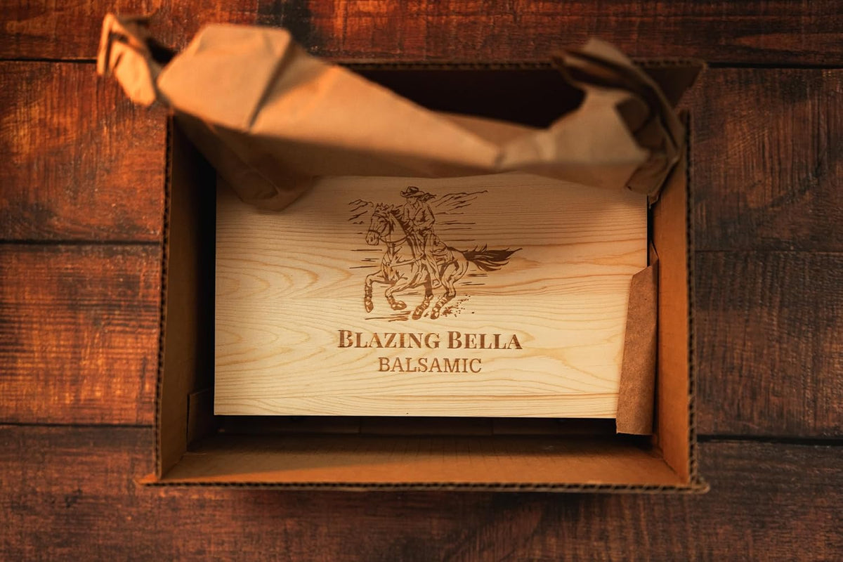 Blazing Bella Chef’s Set – Balsamic Vinegar and Olive Oil Set – Barrel-Aged Balsamic from Modena, Italy &amp; Cold-Pressed California Olive Oils – 5 Essential Flavors – 100ml Bottles