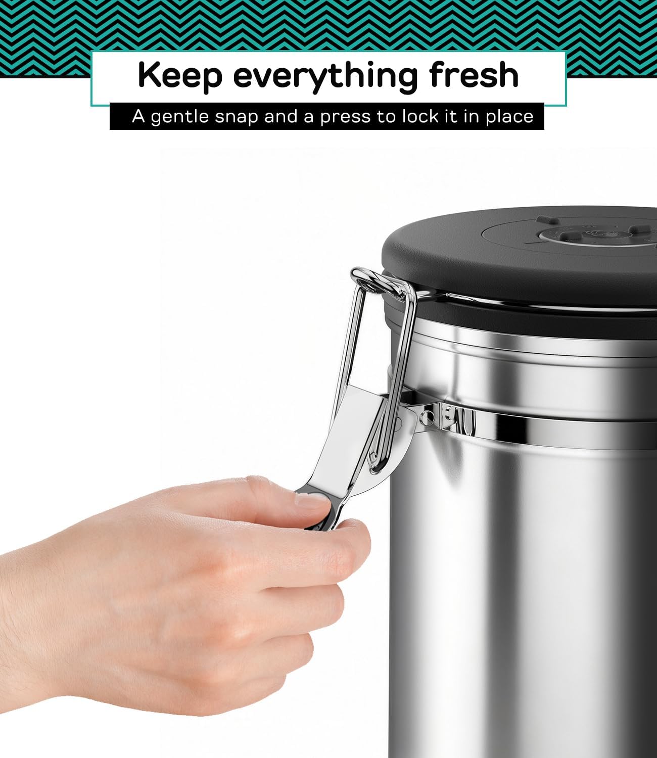 Coffee Gator Coffee Canister, 16oz Airtight Stainless Steel Container | w/ Date Tracker, Scoop, Kitchen Food Storage Jars for Beans , Ground, Rice, Tea, Sugar, Cookie, Bar Accessories, Silver