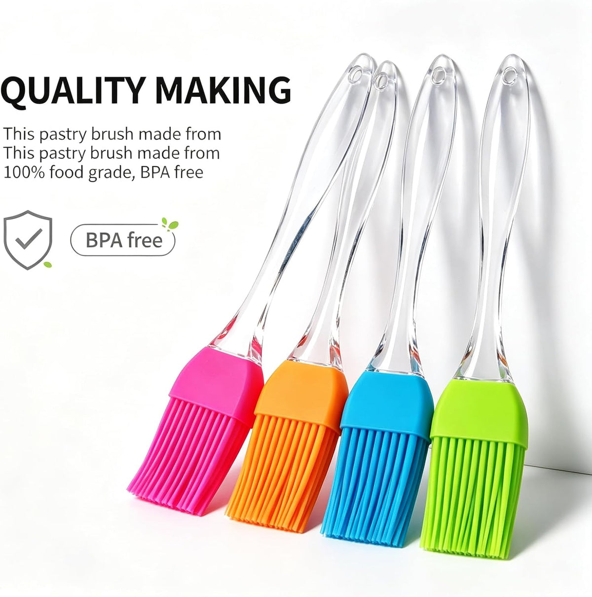 Pastry Brush,4 Packs Basting Brush for Cooking | Heat Resistant Silicone Brush for Kitchen BBQ Grill Barbecue Baking