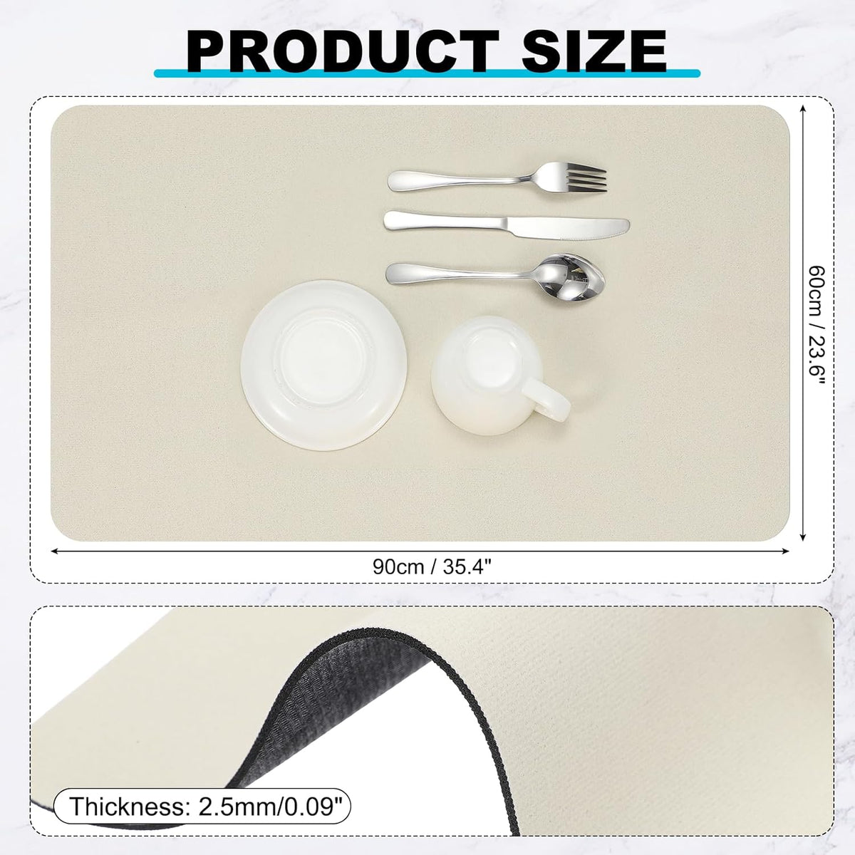 uxcell Silicone Mats for Kitchen Counter, 35.4" x 23.6" Non-Slip Countertop Protector Mat Heat Resistant Coffee Mat Waterproof Table Placemat, Beige