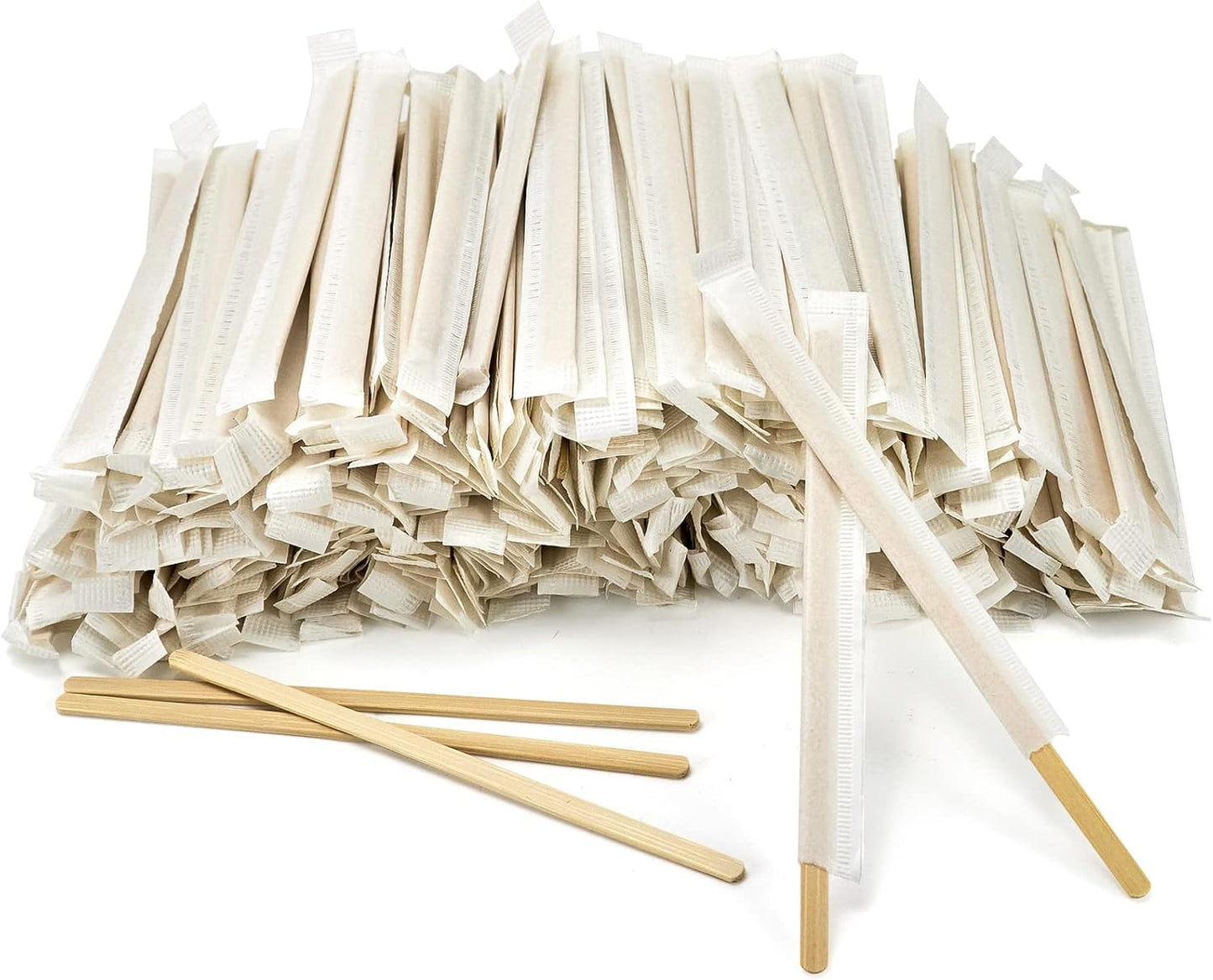 500Pcs Bamboo Coffee Stirrers Individually Wrapped – Coffee Stir Sticks 5.5 Inch, Stir Sticks For Co