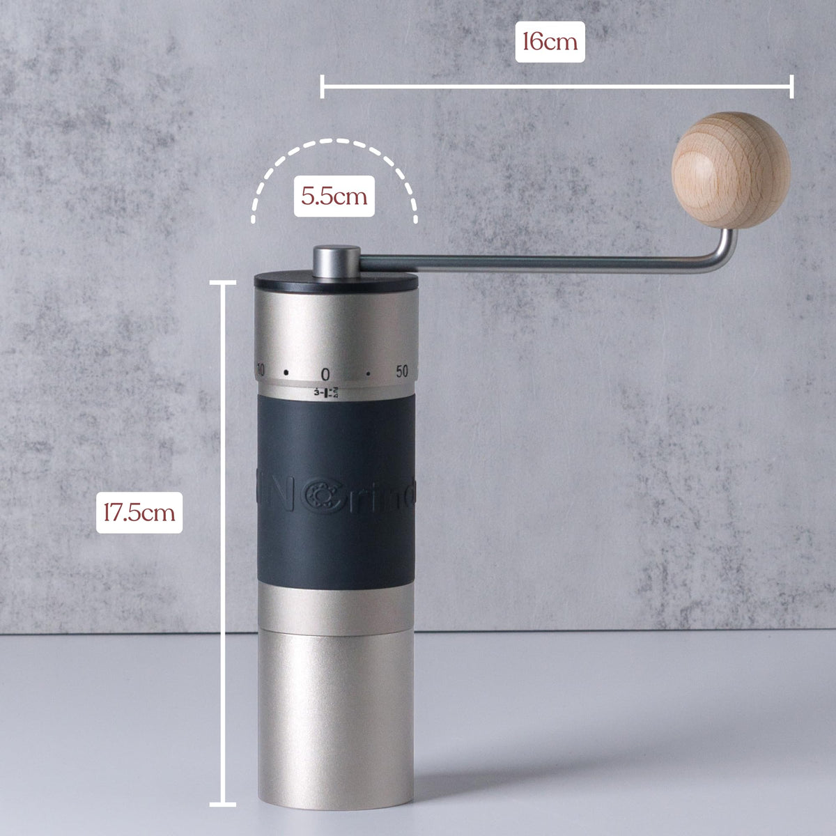 【Silver】KINGrinder K6 Manual Coffee Grinder Straight Handle Stainless Burr