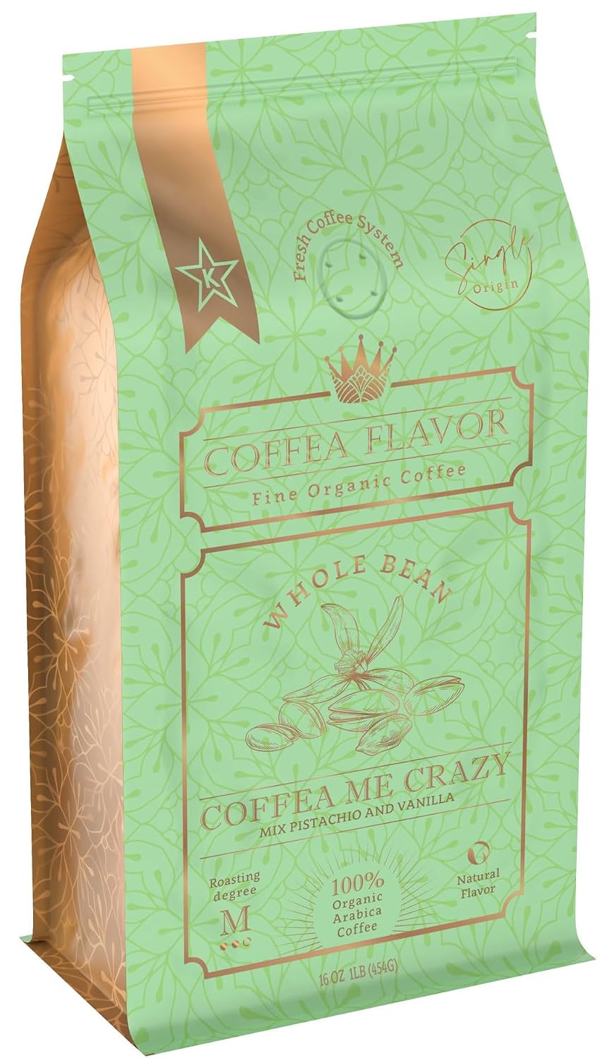 Organic Whole Bean Coffee Medium Roast (16oz) - Coffea Me Crazy Flavored | 100% Arabica, Single Origin and Low Acid - USDA Organic and Fair Trade Certified - Naturally Flavored Without Additives