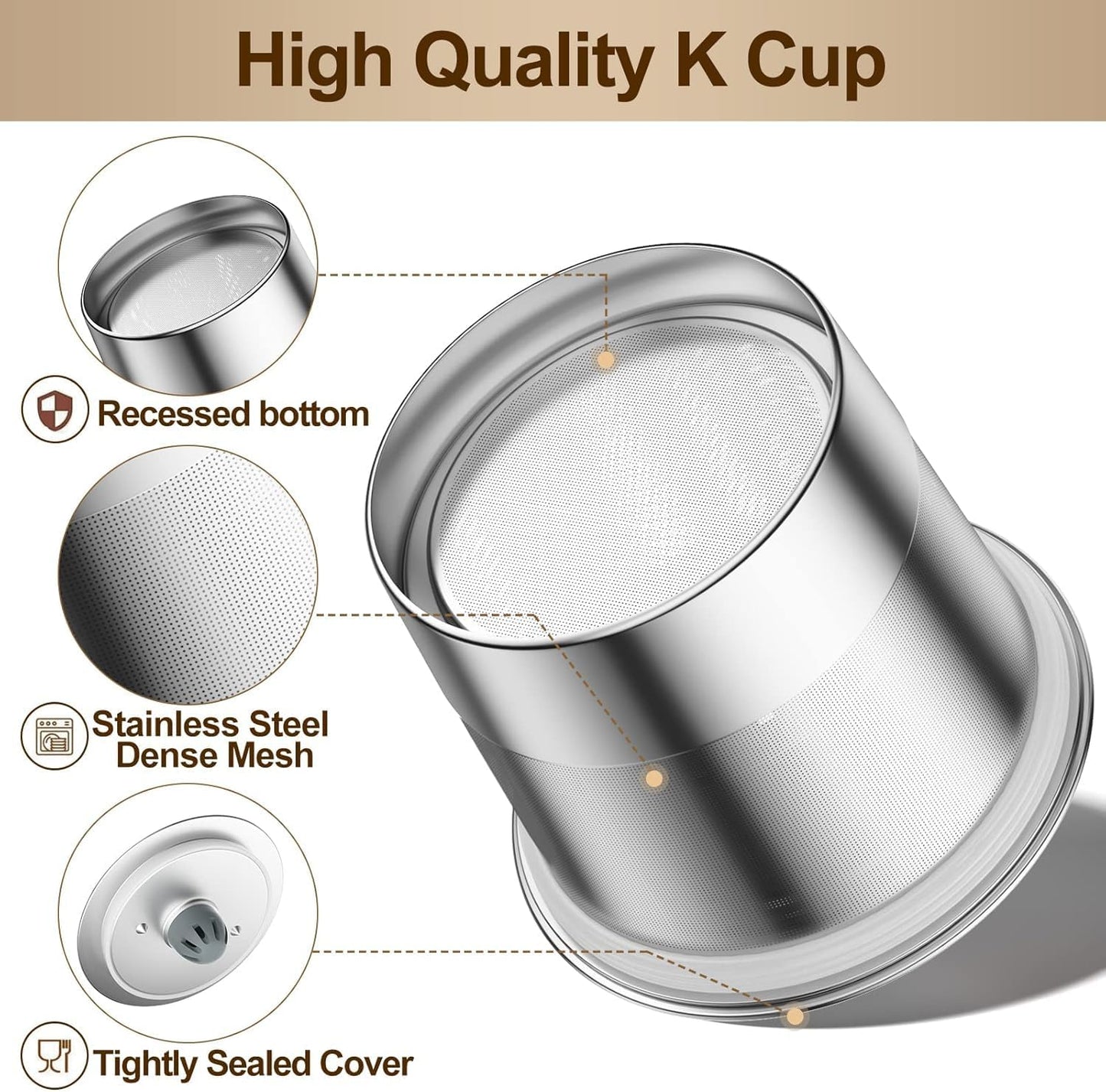 RETHONE Reusable K Cups and Coffee Pods for Keurig 1.0 & 2.0 Coffee Maker Stainless Steel Coffee Filter(2 pack)