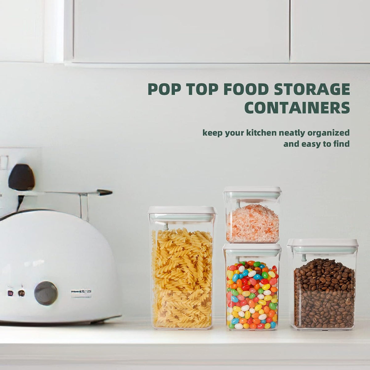 2 Pack Pop-Top Airtight Food Storage Containers, 2.0 Qt &amp; 0.9 Qt