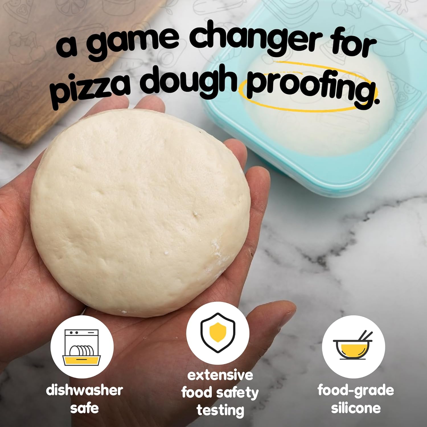 Stackable Silicone Artisan Pizza Dough Proofing Proving Boxes with Air-tight Lids-4pack-500ml Volume for 250g Dough Ball