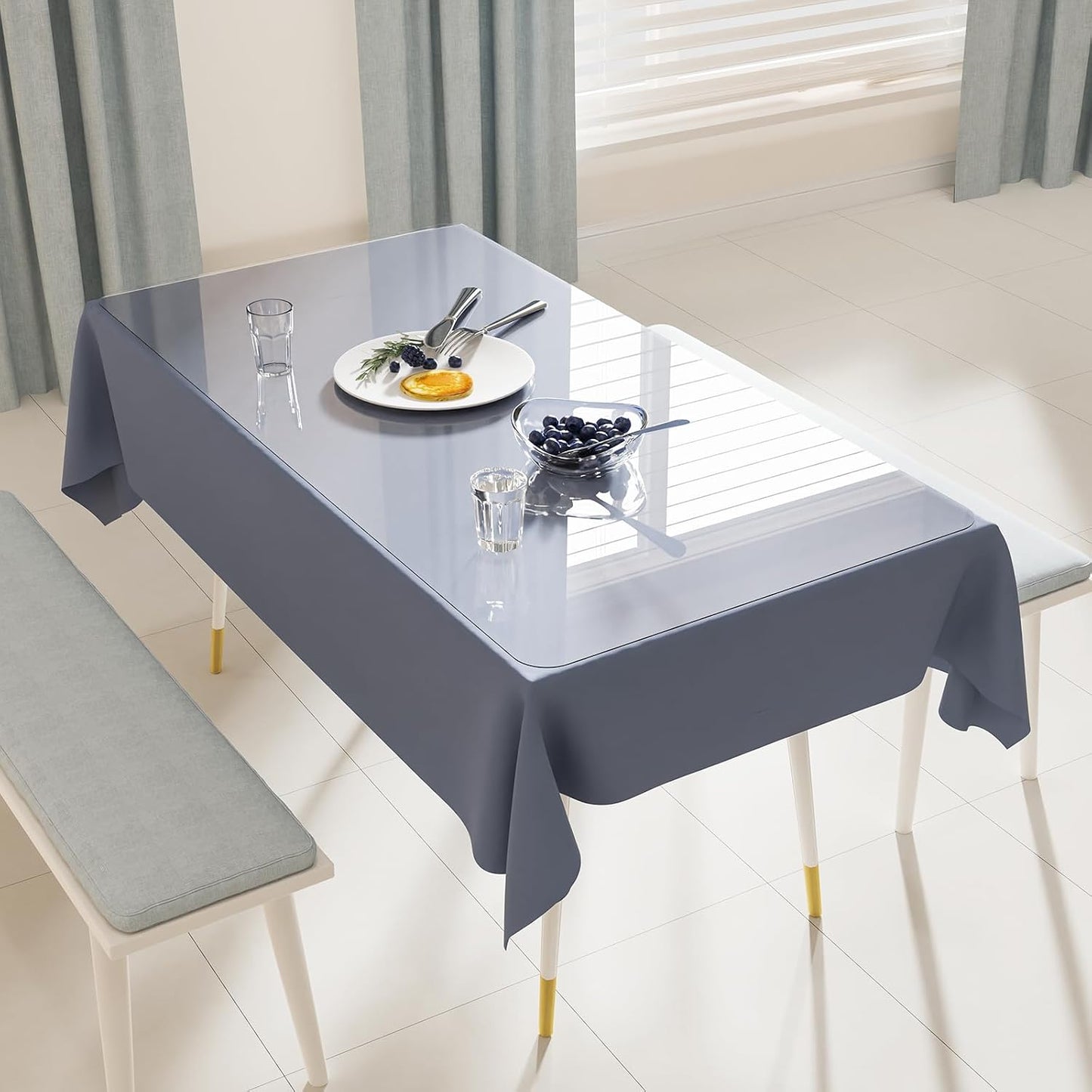 Crystal Clear Plastic Table Cover Protector, 42" x 60" Desk Pad Mat