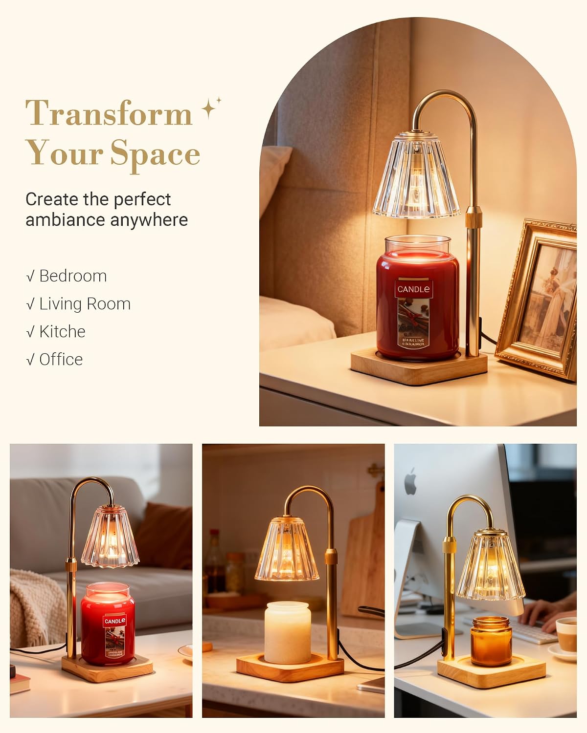 Marycele Candle Warmer Lamps 2 Pack, Electric Lamp with Timer Gifts Decor