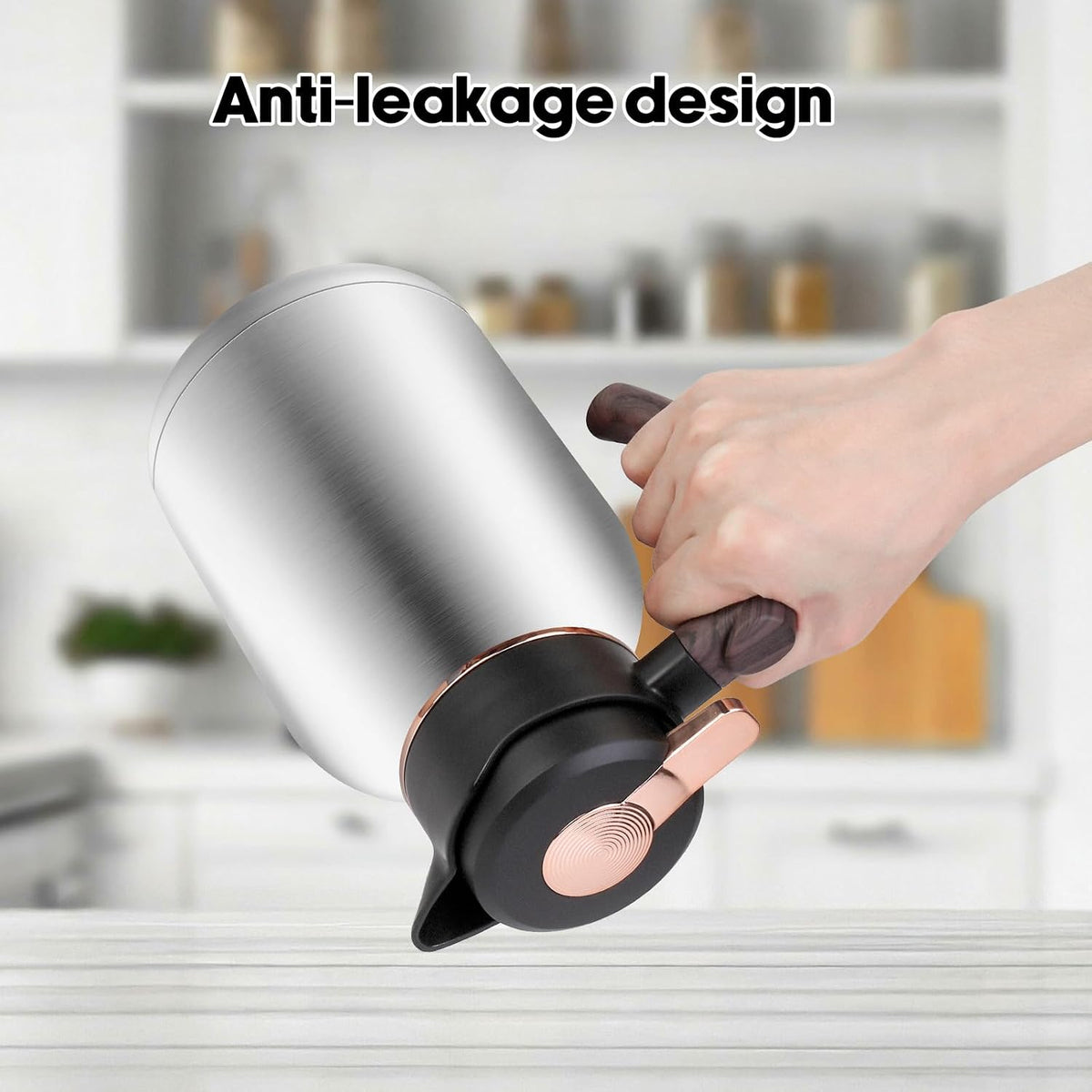 54oz Thermal Coffee Carafe, Stainless Steel Insulated Vacuum Carafe | BPA-Free, Double Wall Vacuum, Keeping Hot for 12 Hours, with Anti-Leakage, Non-Slip Base, Ergonomic Handle, Silver