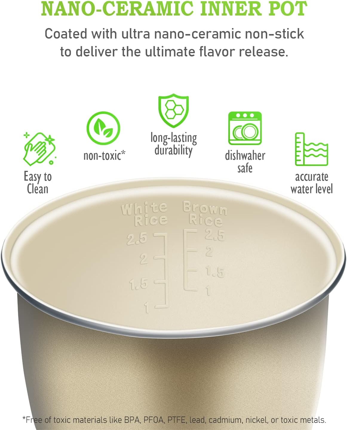 TLOG Mini Rice Cooker, 1.2L with Ceramic-Coated Pot, 2.5-Cup Uncooked